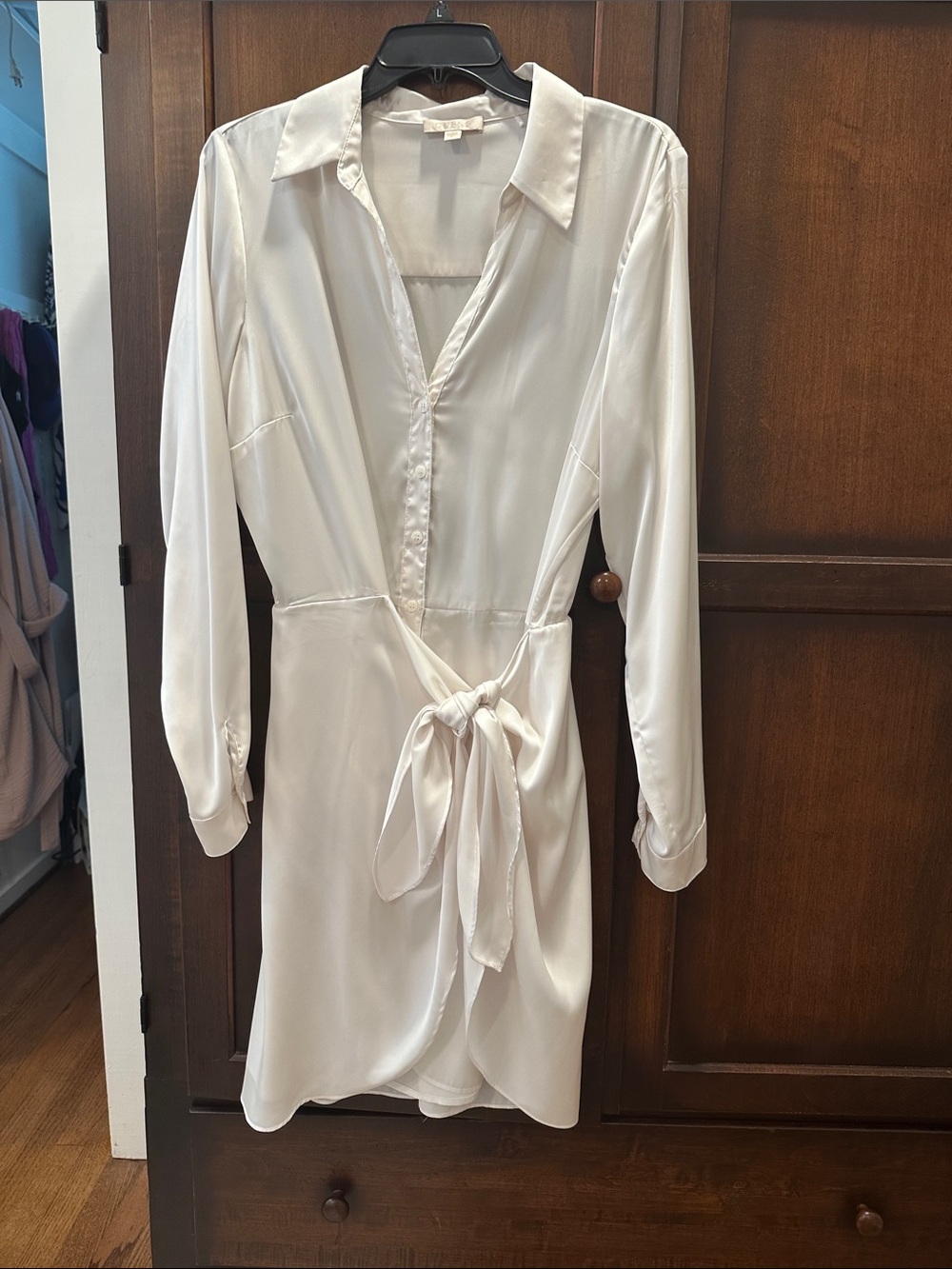 GUESS Silky Cream Button-Front Shirt Dress